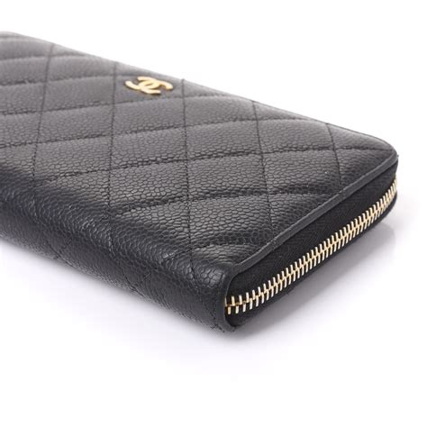 chanel black l-zip wallet